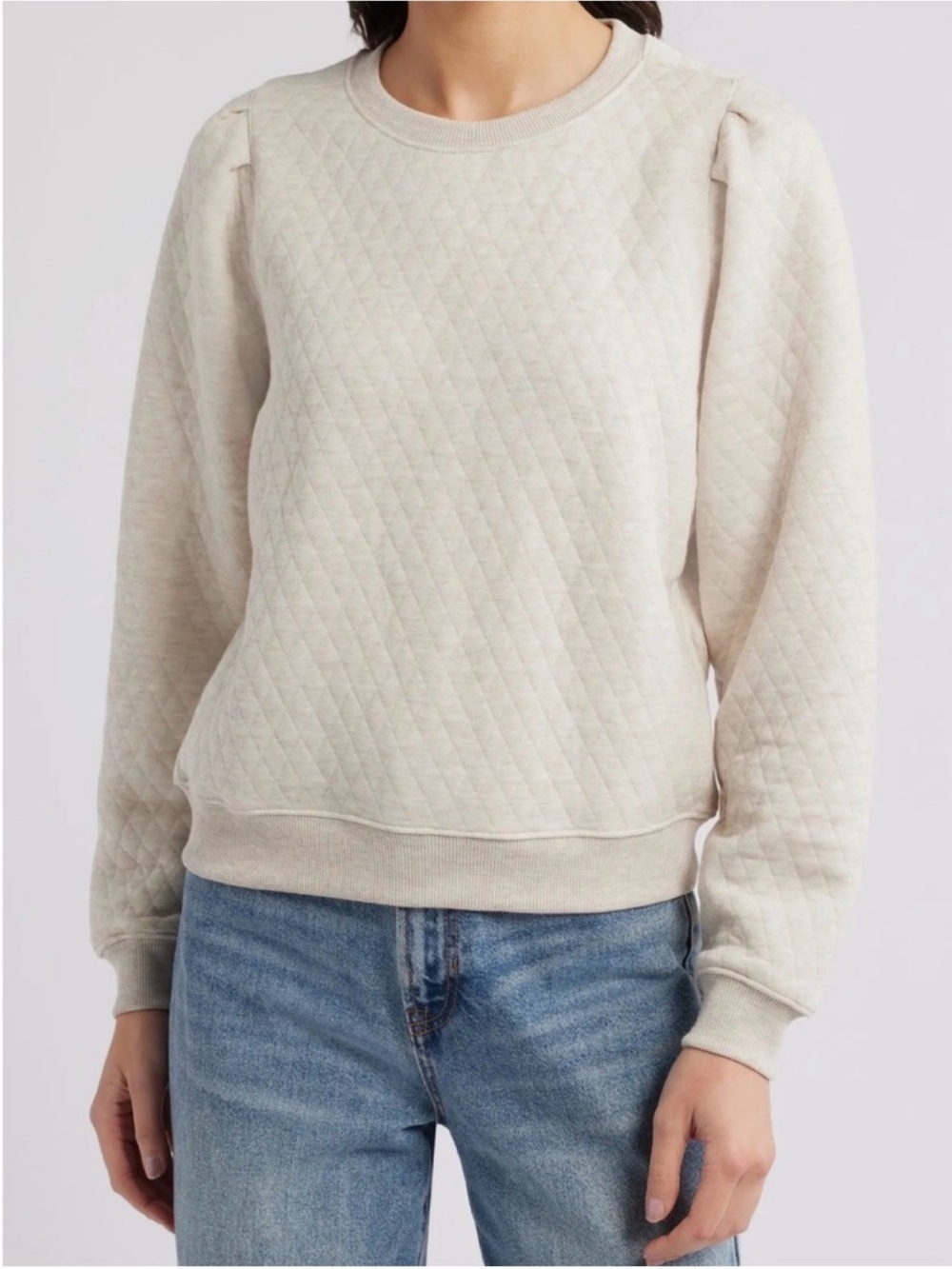 Marine Layer Corbet Quilted Light Gray Crewneck Sweater Size Large
